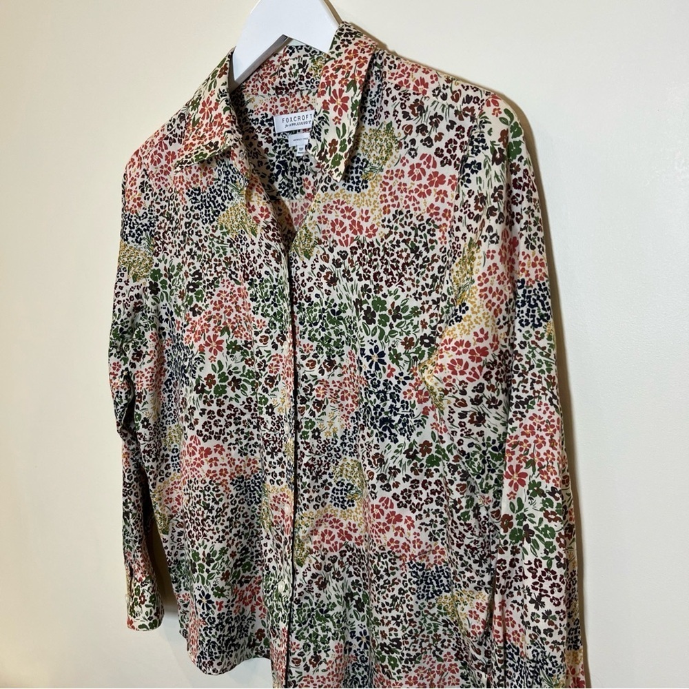 Foxcroft For Appleseeds Wrinkle Free Shirt Floral Womens 10P Button Down Collard - Picture 2 of 5